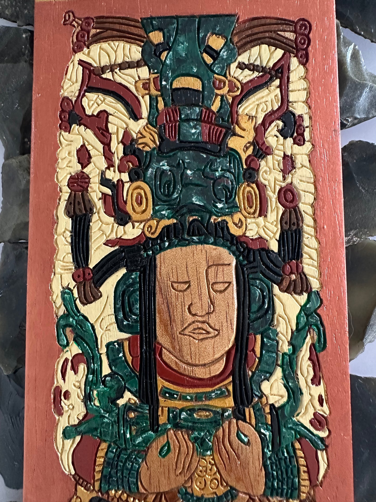Cedar and golden Obsidian Mayan Queen Macuahuitl