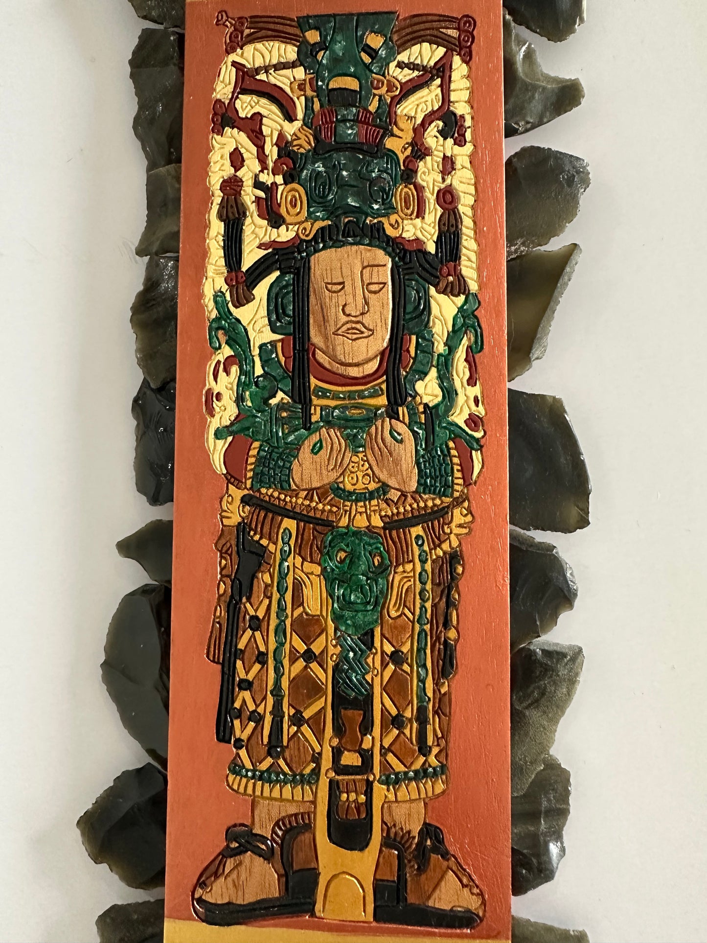 Cedar and golden Obsidian Mayan Queen Macuahuitl