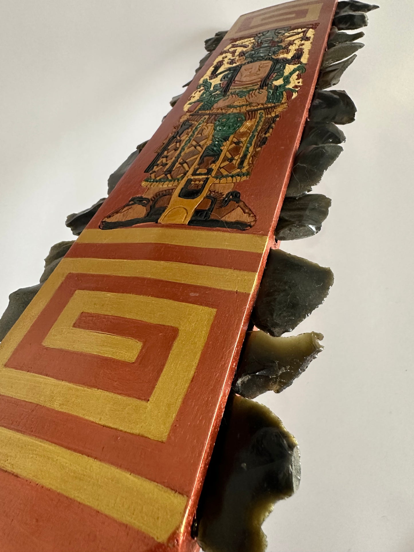 Cedar and golden Obsidian Mayan Queen Macuahuitl