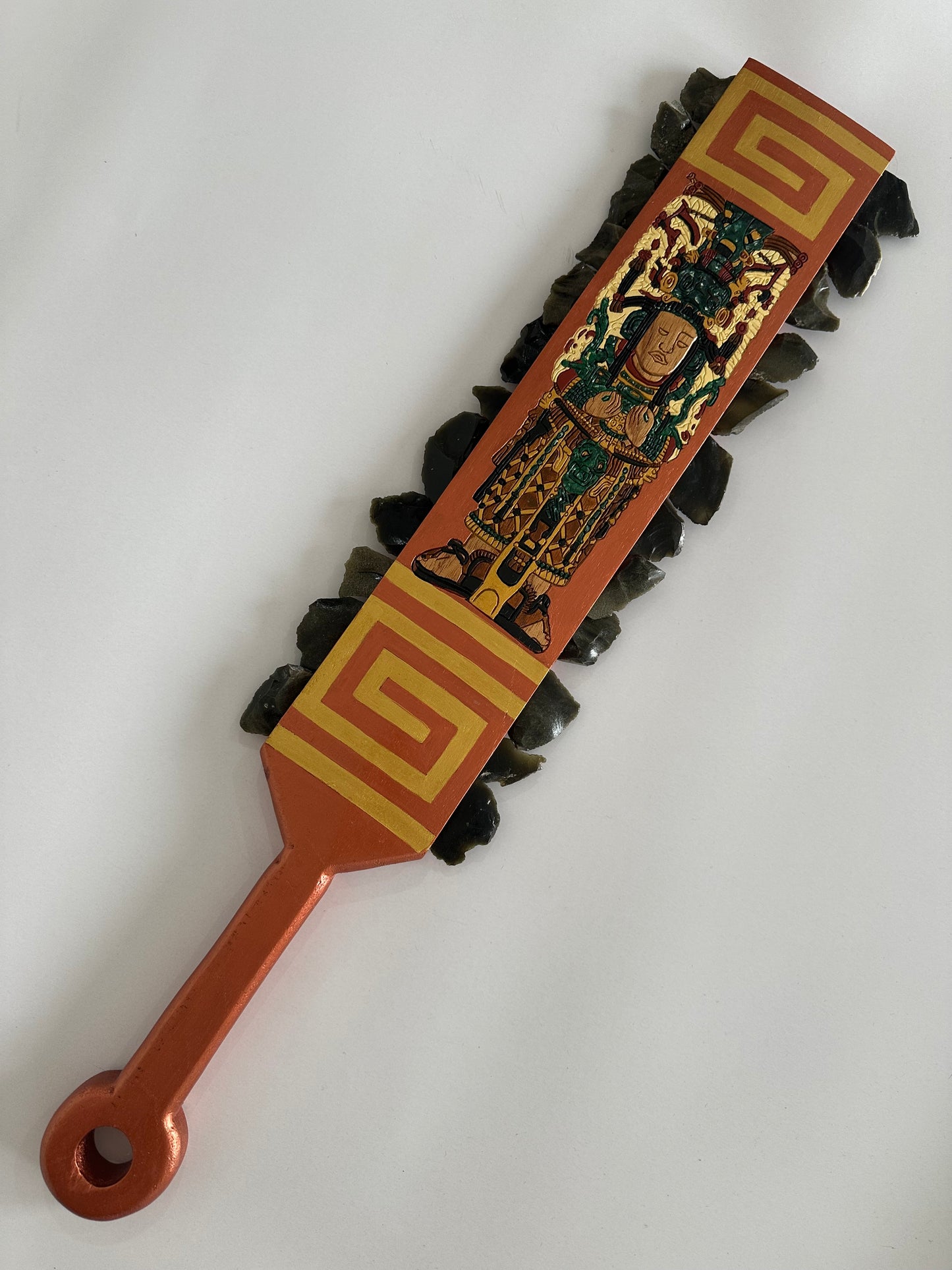 Cedar and golden Obsidian Mayan Queen Macuahuitl