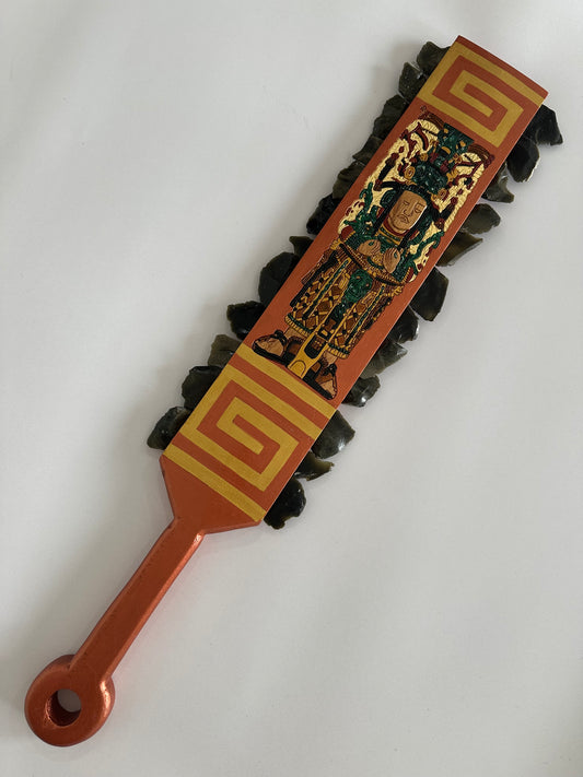 Cedar and golden Obsidian Mayan Queen Macuahuitl