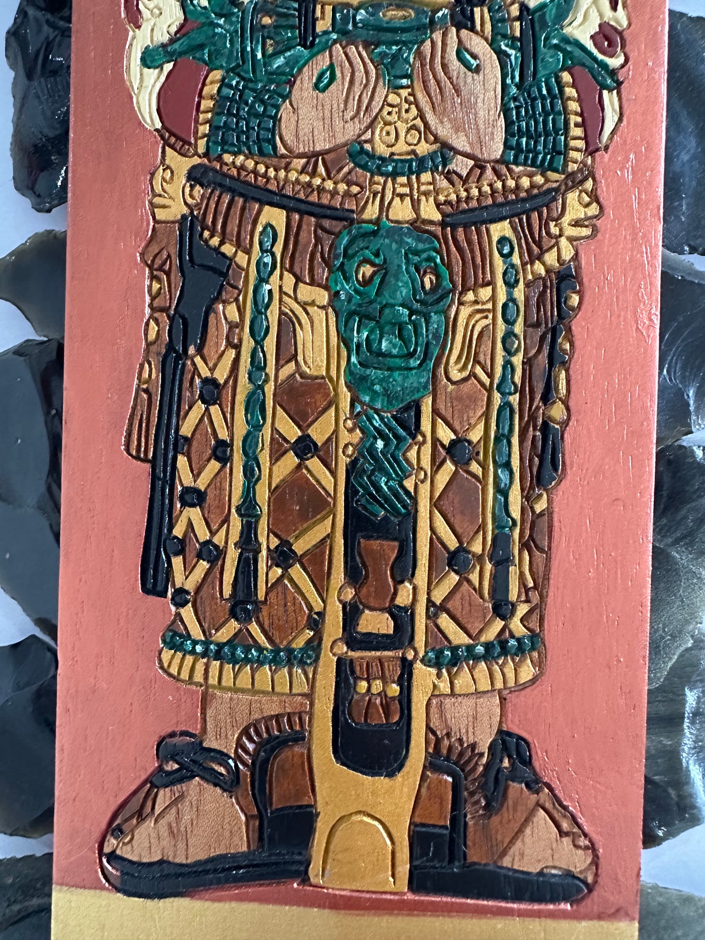 Cedar and golden Obsidian Mayan Queen Macuahuitl