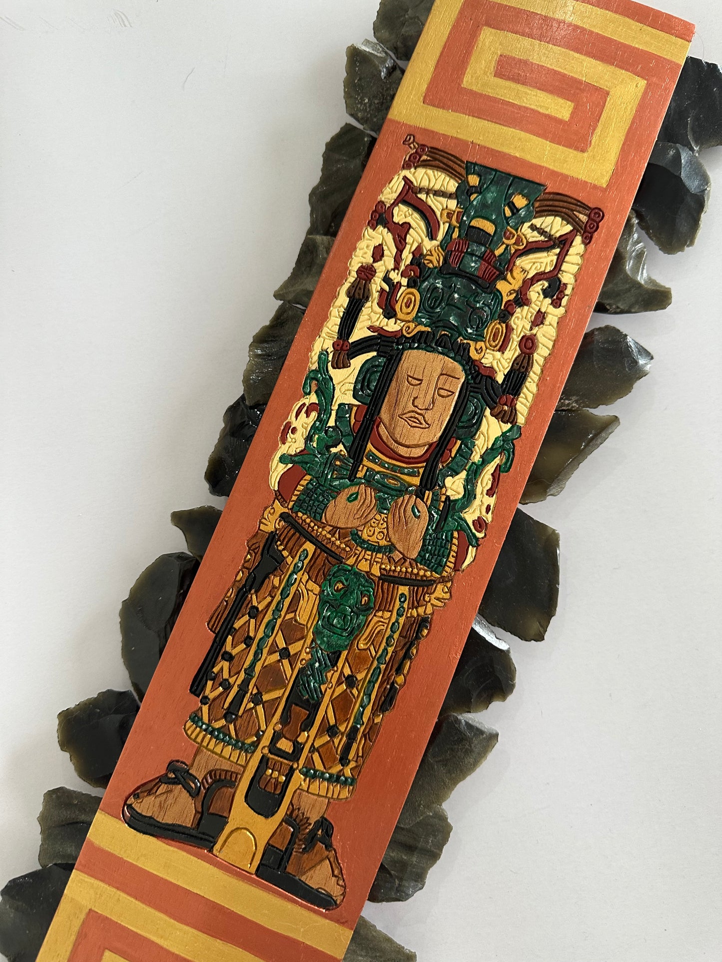 Cedar and golden Obsidian Mayan Queen Macuahuitl