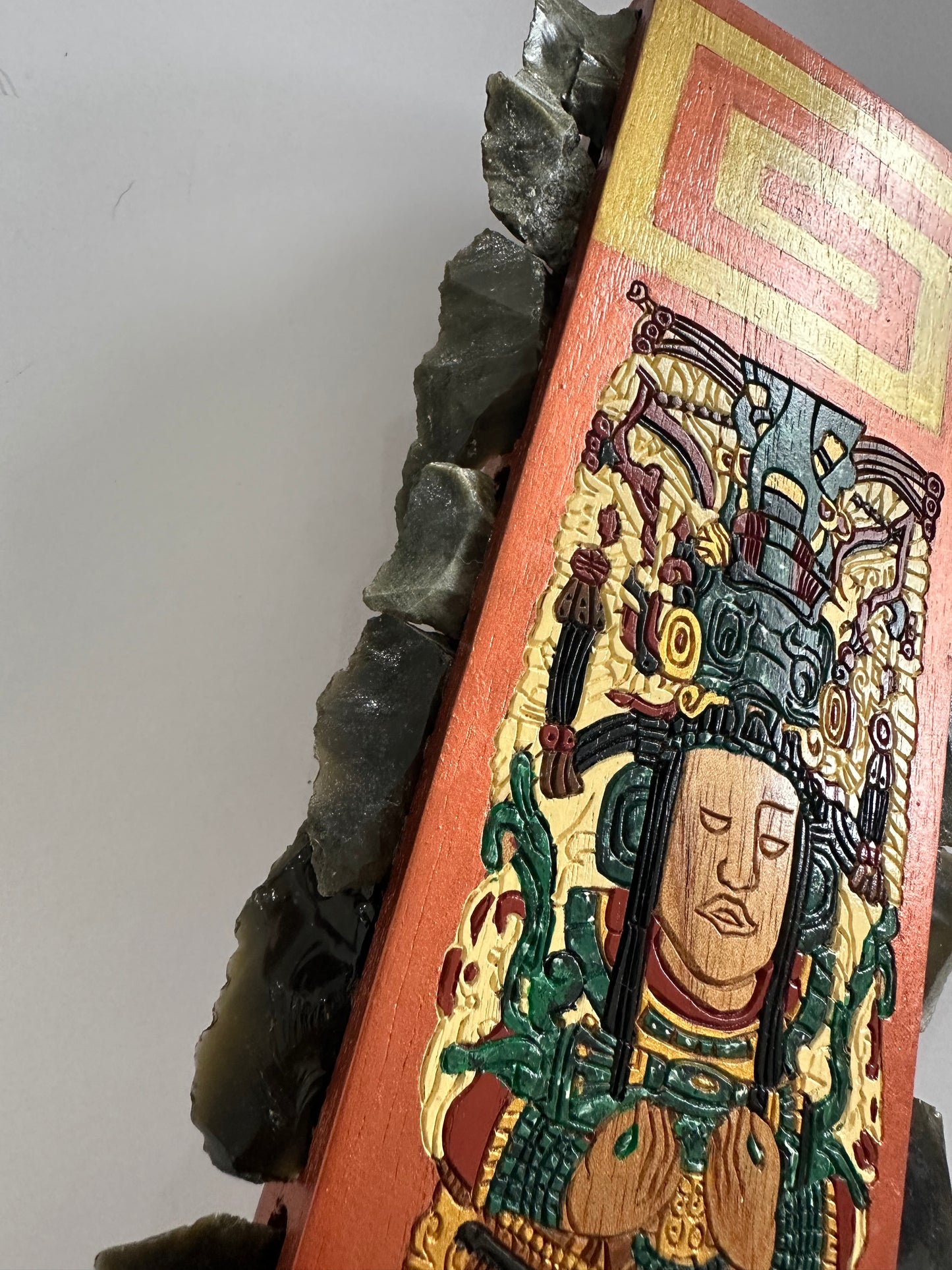 Cedar and golden Obsidian Mayan Queen Macuahuitl