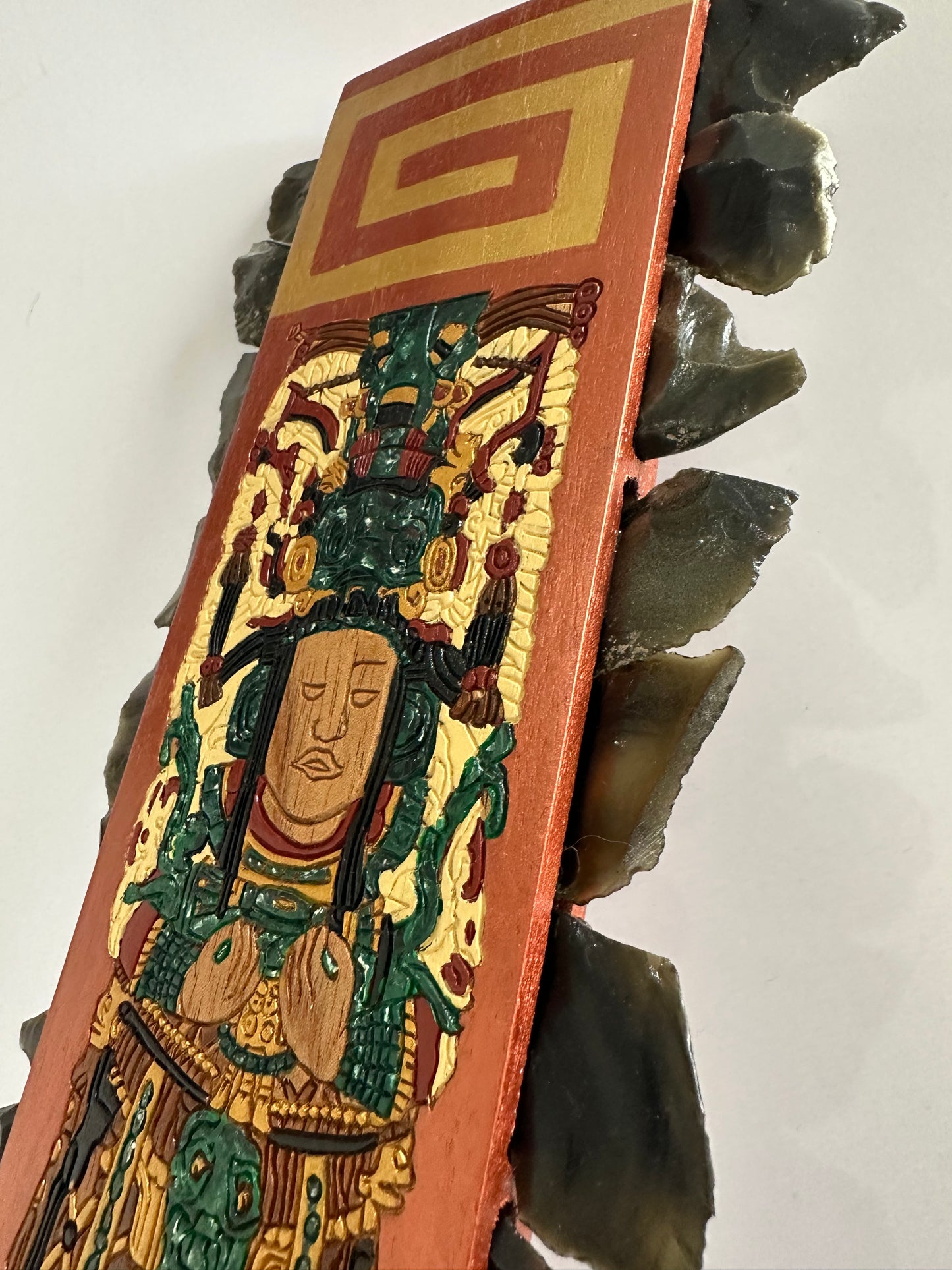 Cedar and golden Obsidian Mayan Queen Macuahuitl